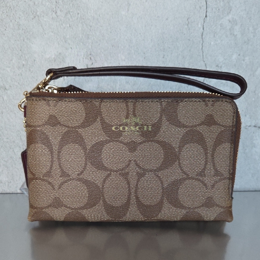 Coach Signature Brown and Sherry Wristlet